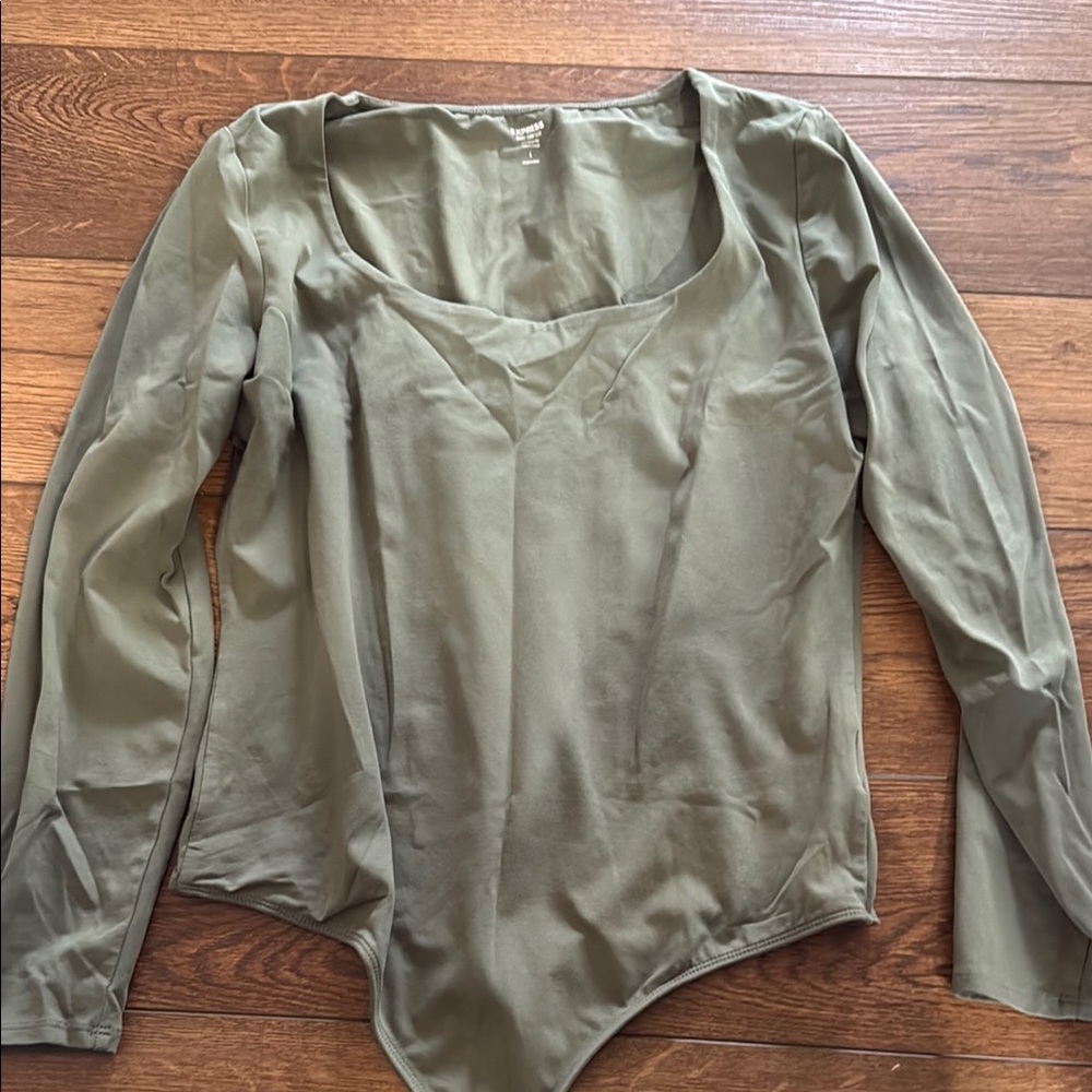 Express Olive Green Long Sleeve Women's Top